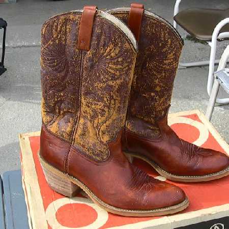 Vintage Cowboy Boots Brown Leather Boots Rockabilly Boots Acme Dingo Mens 10D