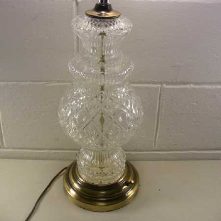 Hollywood Regency 29-In Clear Glass Table Lamp MidCentury Diamond Quilt Pattern